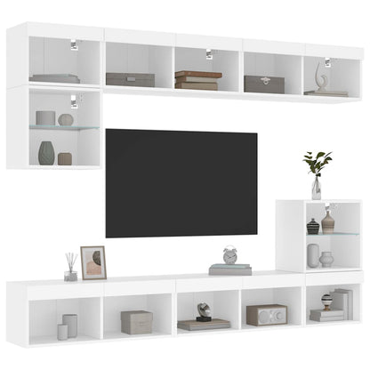 vidaXL 8 Piece TV Wall Units with LED White Engineered Wood 5