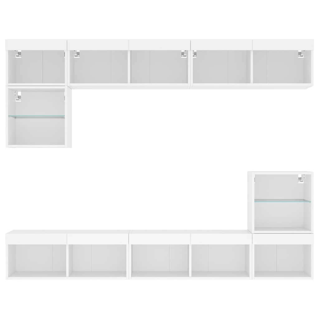 vidaXL 8 Piece TV Wall Units with LED White Engineered Wood 6