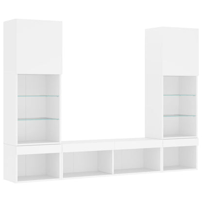vidaXL 5 Piece TV Wall Units with LED White Engineered Wood 3