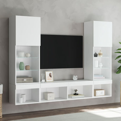 vidaXL 5 Piece TV Wall Units with LED White Engineered Wood 4