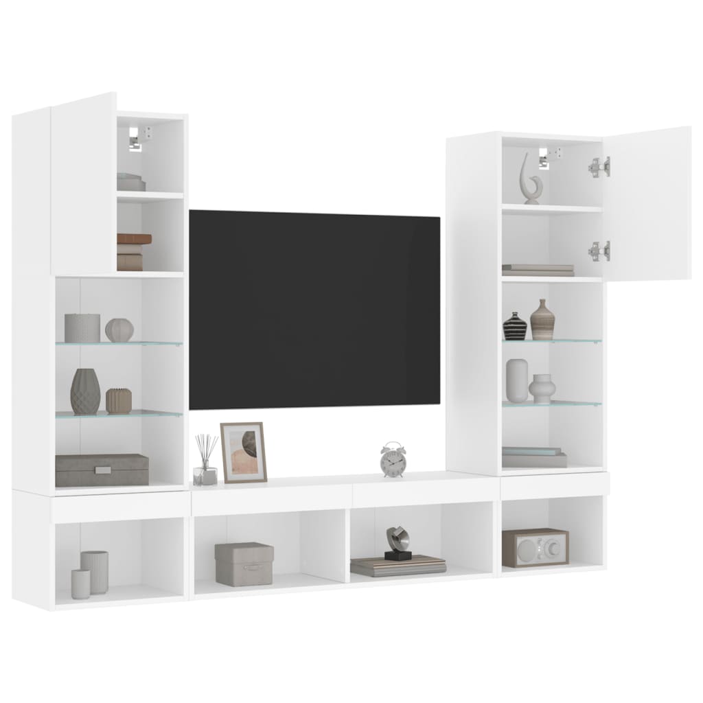 vidaXL 5 Piece TV Wall Units with LED White Engineered Wood 5