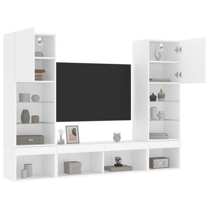 vidaXL 5 Piece TV Wall Units with LED White Engineered Wood 5