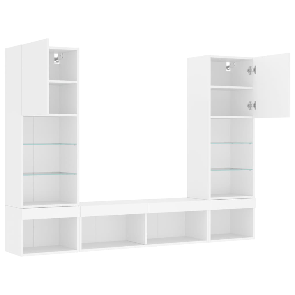 vidaXL 5 Piece TV Wall Units with LED White Engineered Wood 6