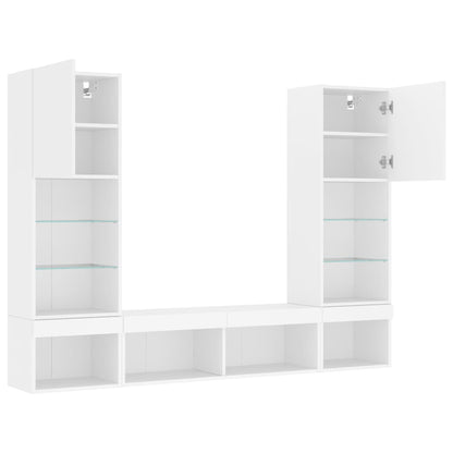 vidaXL 5 Piece TV Wall Units with LED White Engineered Wood 6