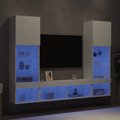 vidaXL 5 Piece TV Wall Units with LED White Engineered Wood 1
