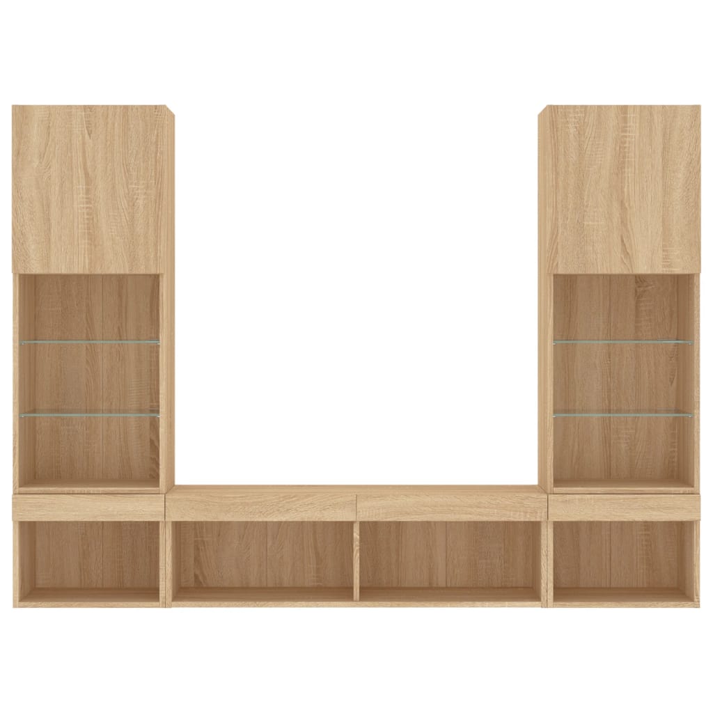 vidaXL 5 Piece TV Wall Units with LED Sonoma Oak Engineered Wood 6