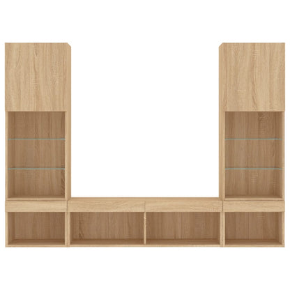 vidaXL 5 Piece TV Wall Units with LED Sonoma Oak Engineered Wood 6
