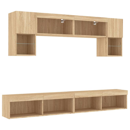 vidaXL 6 Piece TV Wall Units with LED Sonoma Oak Engineered Wood 3