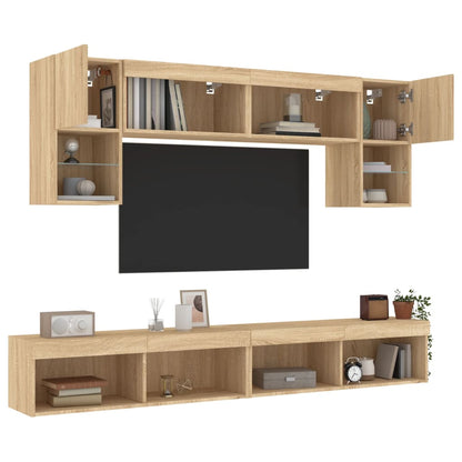 vidaXL 6 Piece TV Wall Units with LED Sonoma Oak Engineered Wood 5