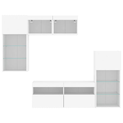 vidaXL 5 Piece TV Wall Units with LED White Engineered Wood 6