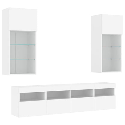 vidaXL 5 Piece TV Wall Units with LED White Engineered Wood 4
