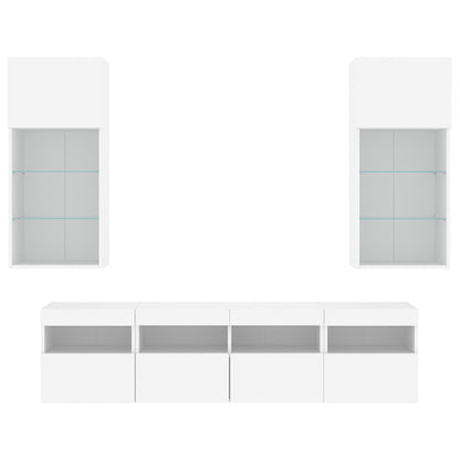 vidaXL 5 Piece TV Wall Units with LED White Engineered Wood 5
