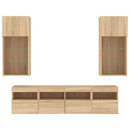 vidaXL 5 Piece TV Wall Units with LED Sonoma Oak Engineered Wood 6
