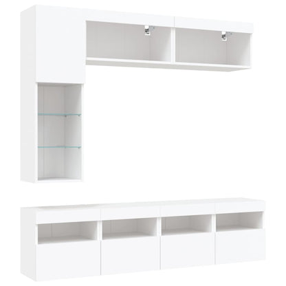 vidaXL 7 Piece TV Wall Cabinet Set with LED Lights White 4