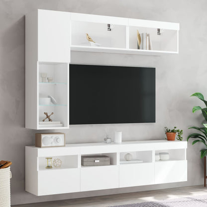 vidaXL 7 Piece TV Wall Cabinet Set with LED Lights White 3