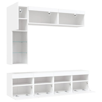 vidaXL 7 Piece TV Wall Cabinet Set with LED Lights White 5