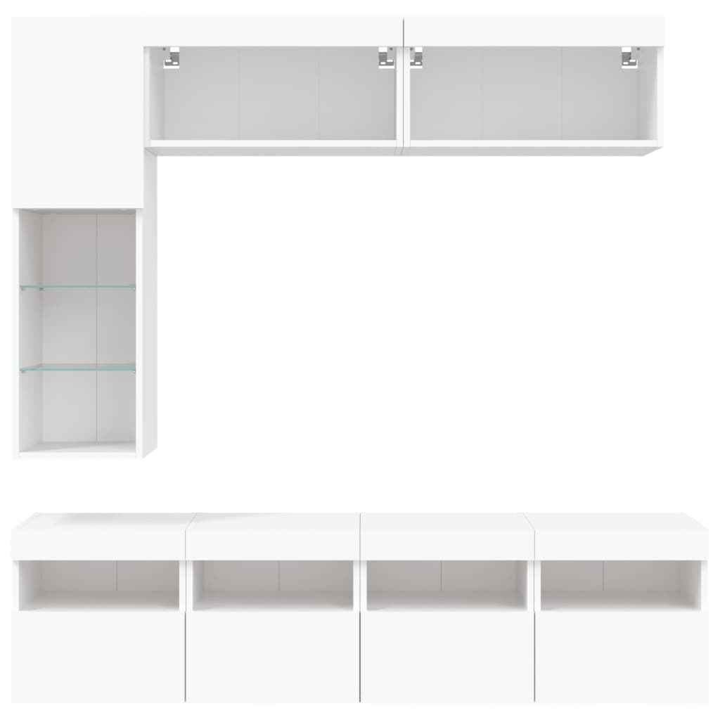 vidaXL 7 Piece TV Wall Cabinet Set with LED Lights White 6