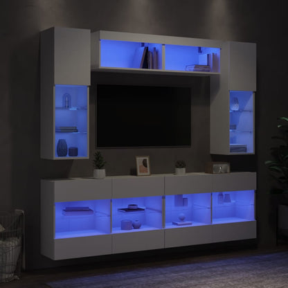 vidaXL 6 Piece TV Wall Cabinet Set with LED Lights