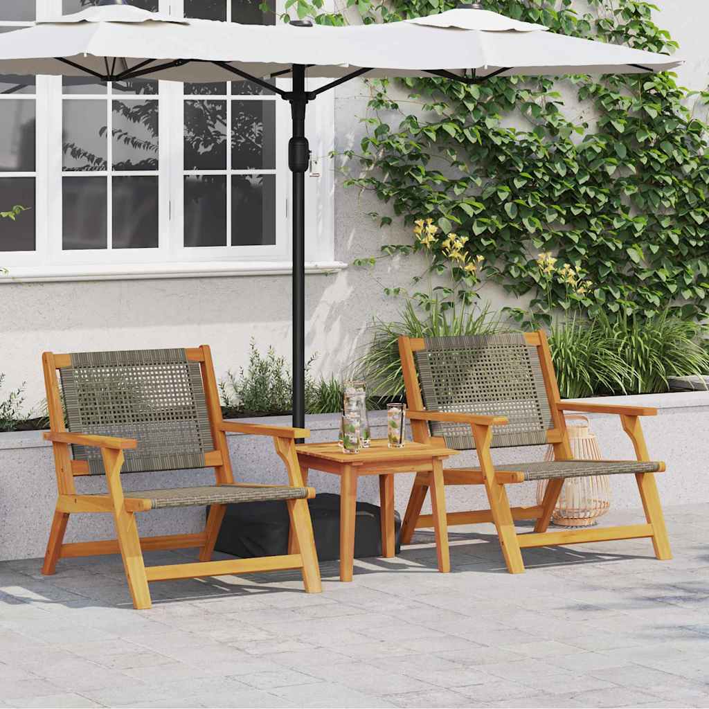 Garden Relax Solid Acacia Wood Grey 2x chair