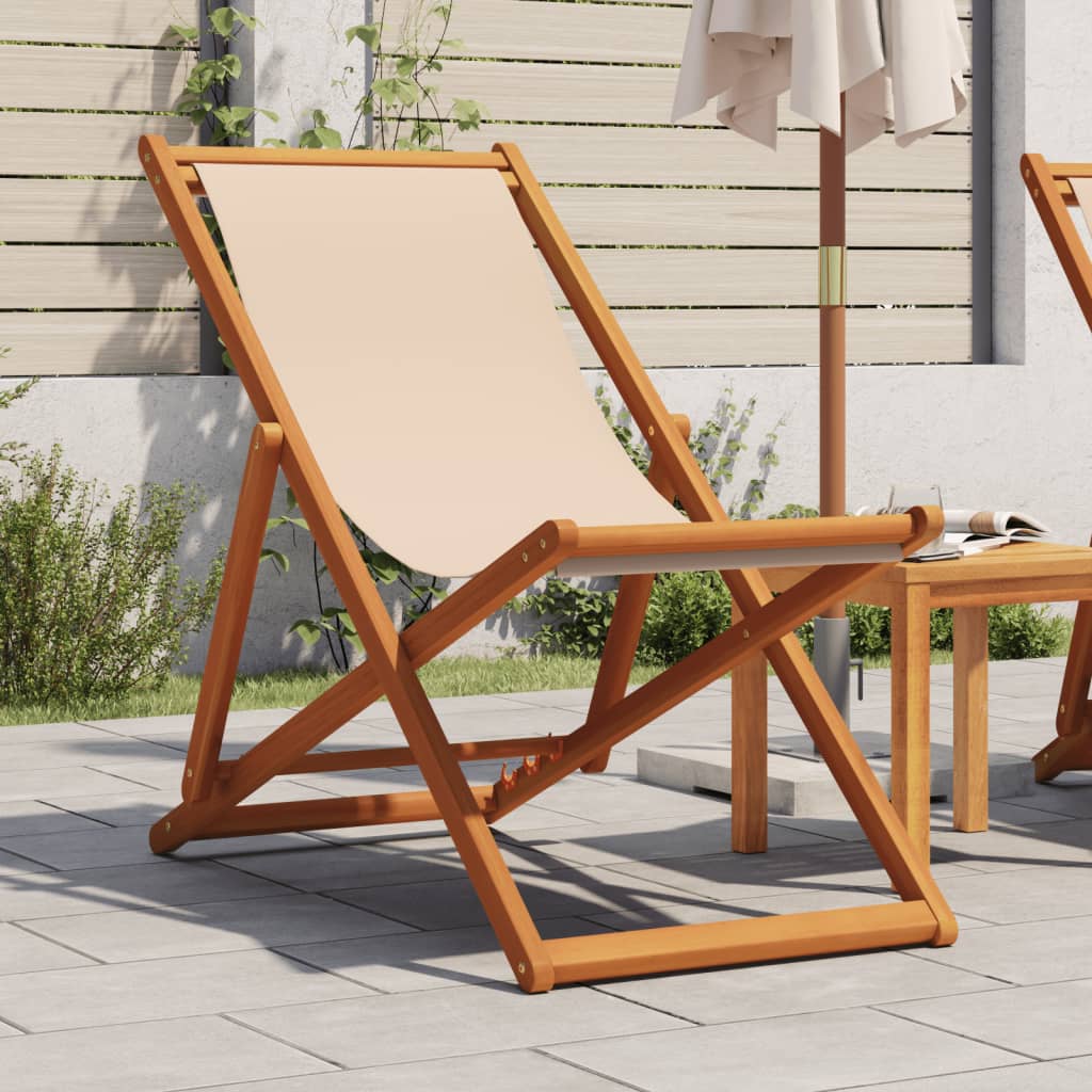 Folding Chairs Fabric without Armrest Beige 1