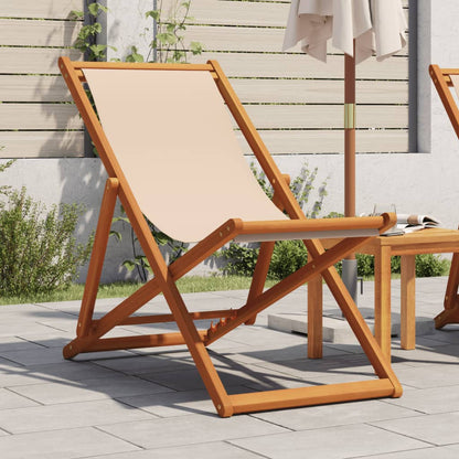 Folding Chairs Fabric without Armrest Beige 1