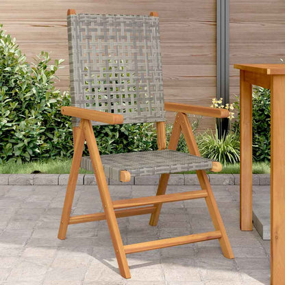 vidaXL Reclining Folding Chairs Poly Rattan and Solid Wood