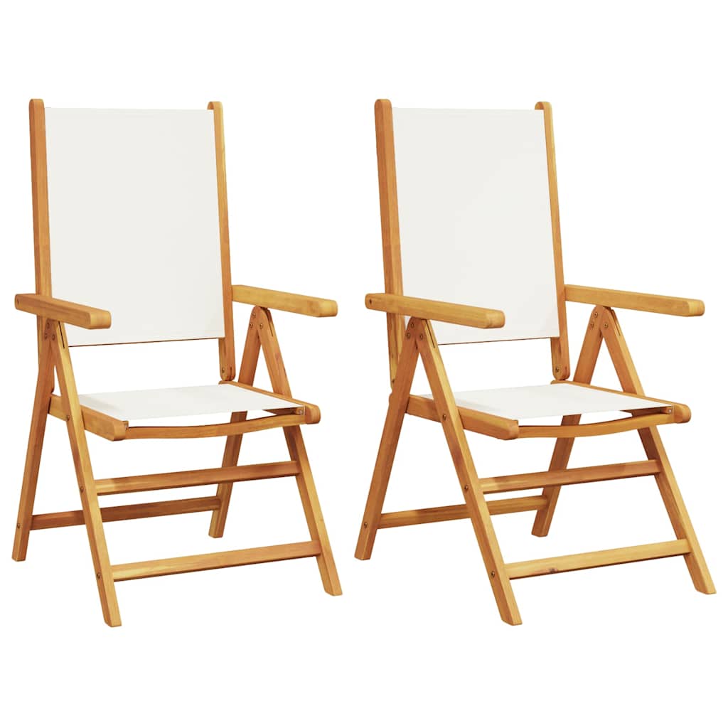 Folding Chairs Solid Wood Acacia and Fabric 2 pcs Cream