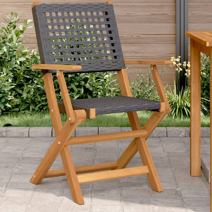 vidaXL Folding Chairs Poly Rattan and Solid Wood