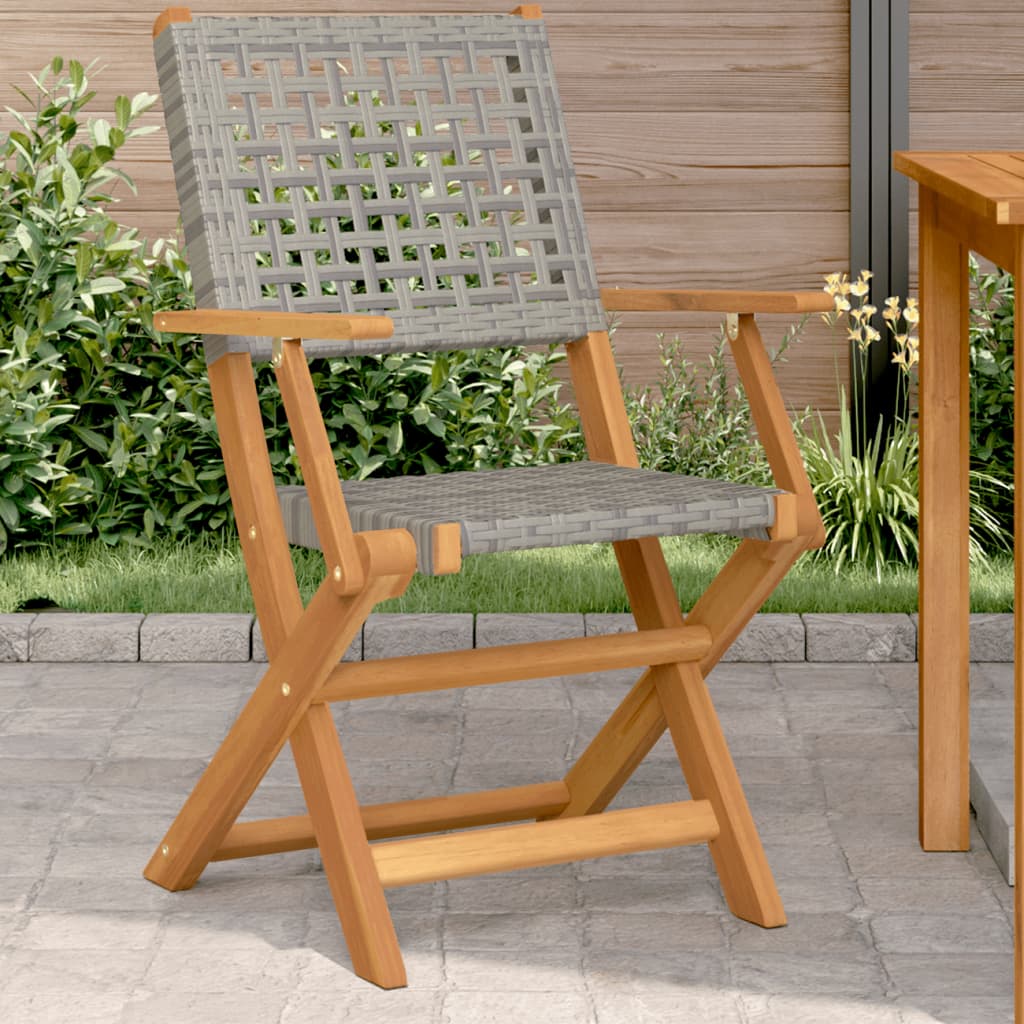 vidaXL Folding Chairs Poly Rattan and Solid Wood