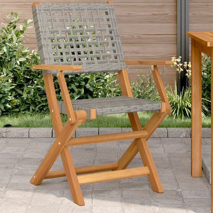 vidaXL Folding Chairs Poly Rattan and Solid Wood
