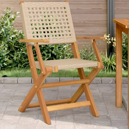 vidaXL Folding Chairs Poly Rattan and Solid Wood