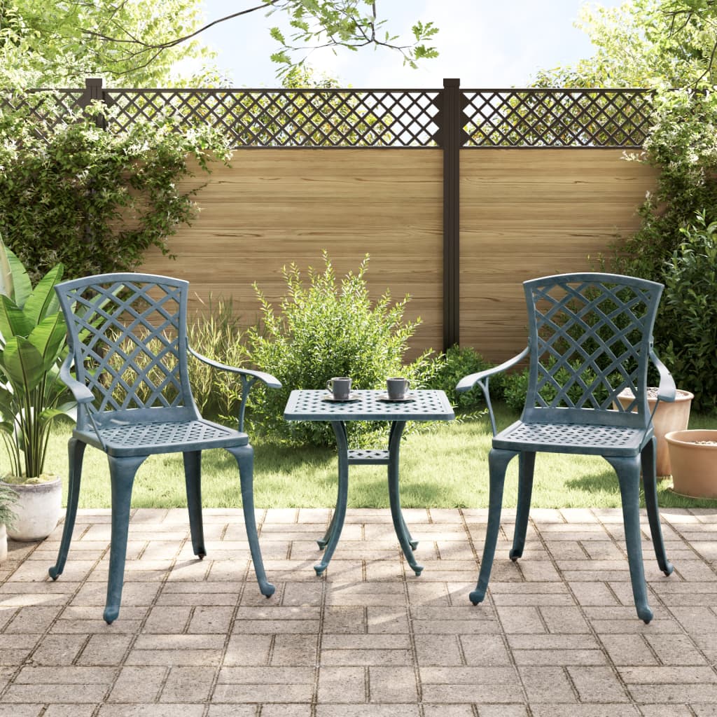 vidaXL Garden Chairs 2 pcs Green Cast Aluminium 3