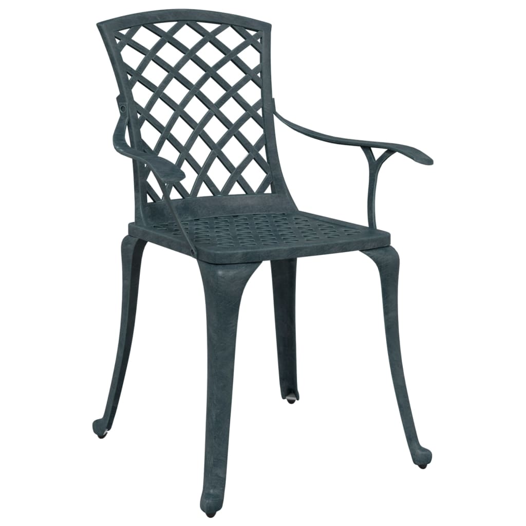 vidaXL Garden Chairs 2 pcs Green Cast Aluminium 4