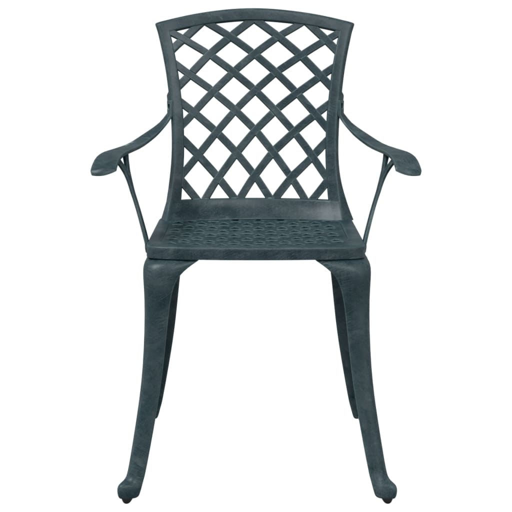 vidaXL Garden Chairs 2 pcs Green Cast Aluminium 5