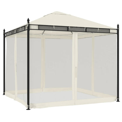 vidaXL Gazebo with Mesh Walls Cream 2.93x2.93 m Steel 2