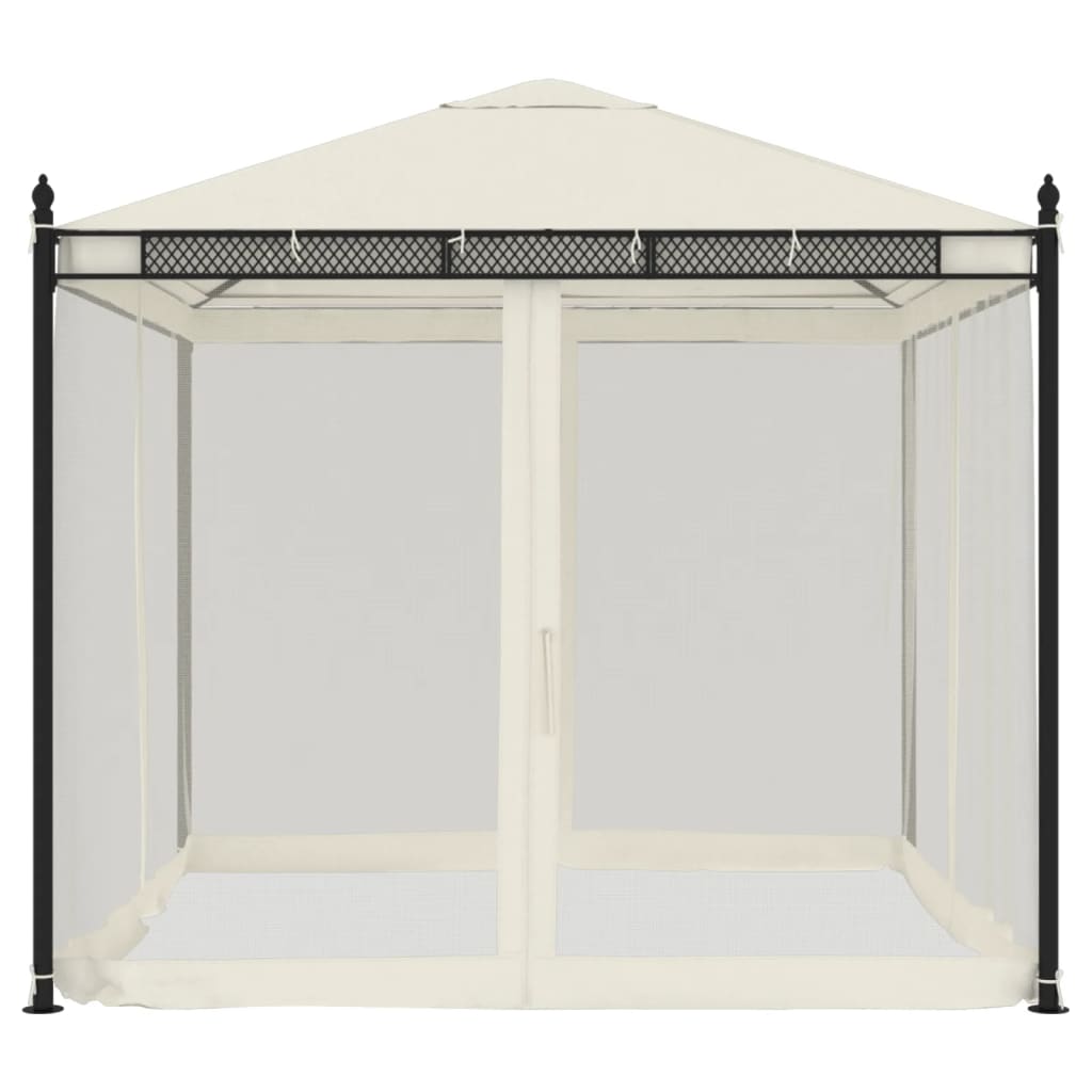 vidaXL Gazebo with Mesh Walls Cream 2.93x2.93 m Steel 3