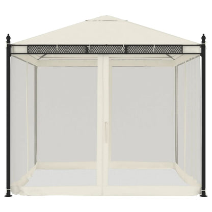 vidaXL Gazebo with Mesh Walls Cream 2.93x2.93 m Steel 3