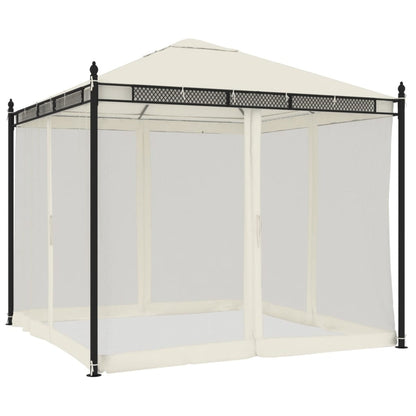 vidaXL Gazebo with Mesh Walls Cream 2.93x2.93 m Steel 4