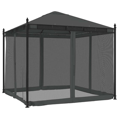 Gazebo with Mesh Walls 2.93x2.93 m Steel Anthracite