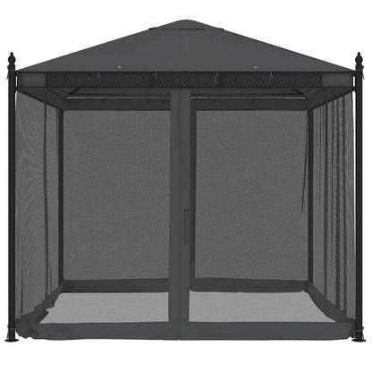 Gazebo with Mesh Walls 2.93x2.93 m Steel Anthracite