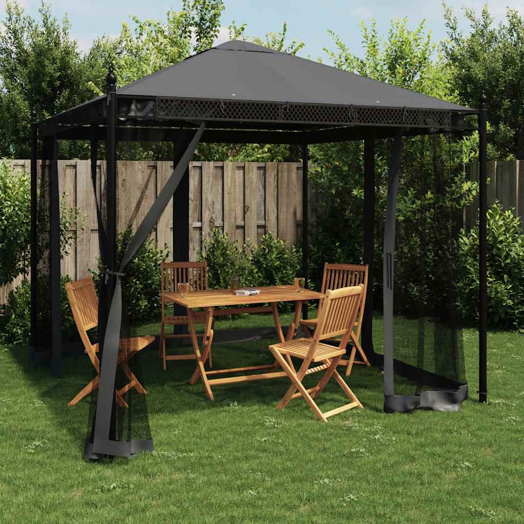 vidaXL Gazebo with Mesh Walls Anthracite 2.93x2.93 m Steel 1