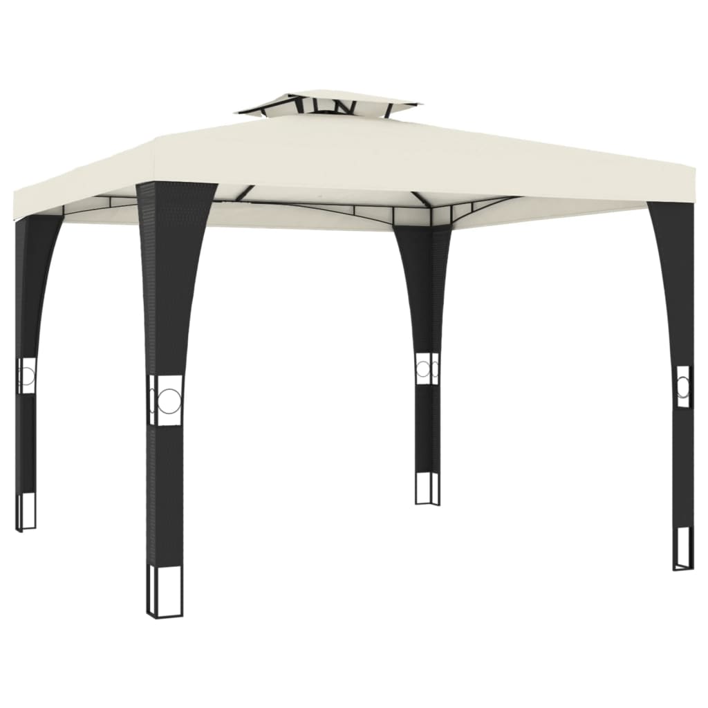 vidaXL Gazebo with Double Roof Cream 2.98x2.98 m Steel 2