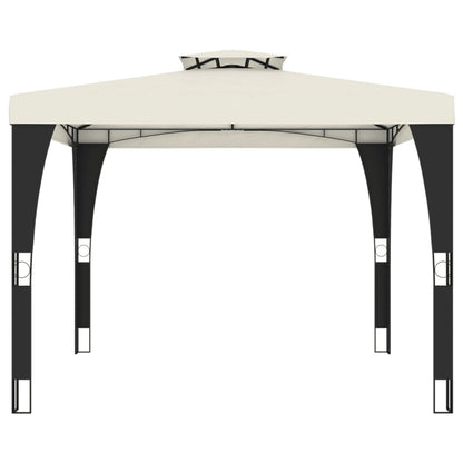 vidaXL Gazebo with Double Roof Cream 2.98x2.98 m Steel 3