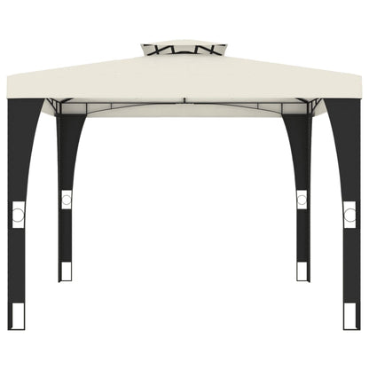 vidaXL Gazebo with Double Roof Cream 2.98x2.98 m Steel 4