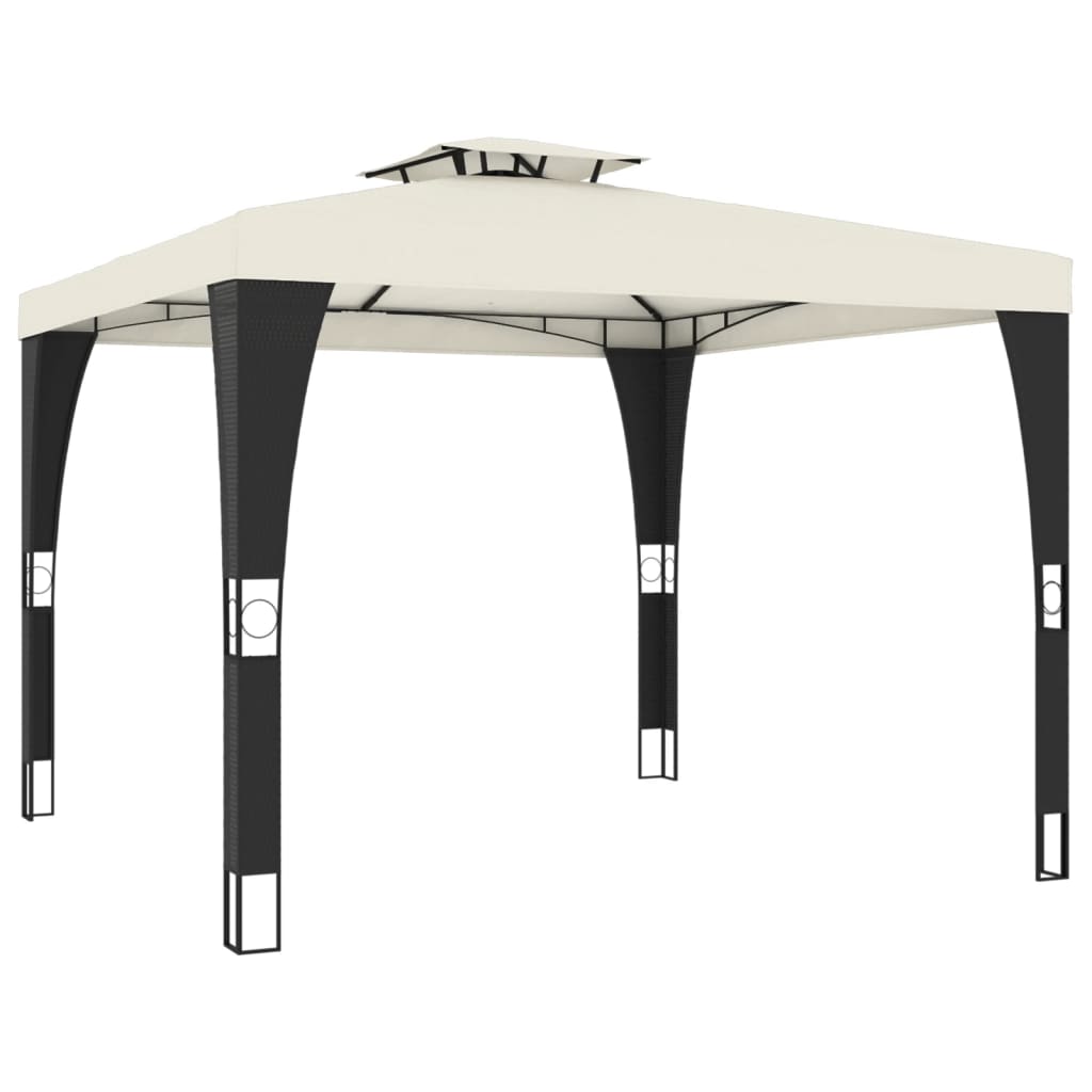 vidaXL Gazebo with Double Roof Cream 2.98x2.98 m Steel 5