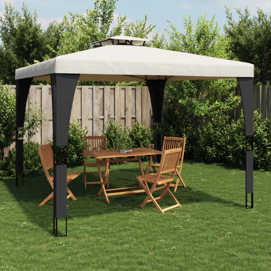 vidaXL Gazebo with Double Roof Cream 2.98x2.98 m Steel 1