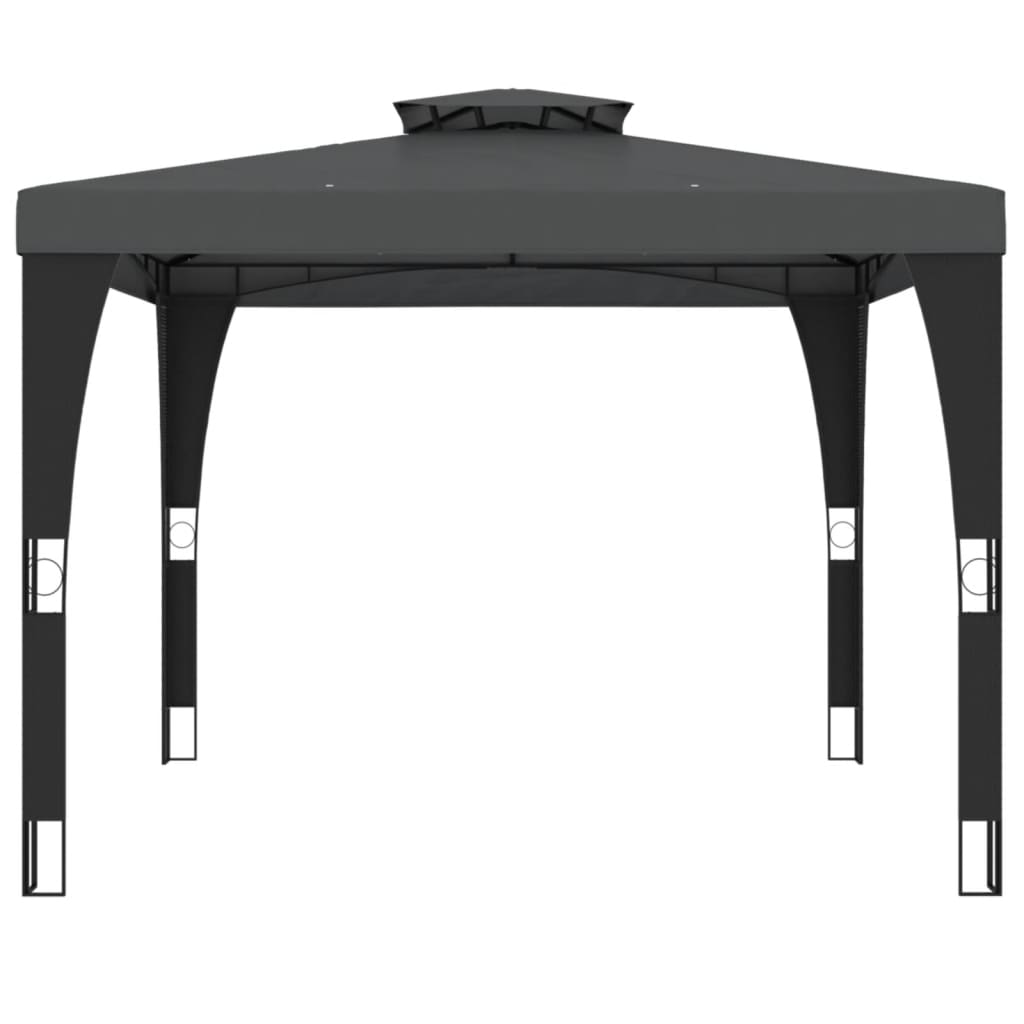 Gazebo with Double Roof Steel Anthracite 2.98 x 2.98 m