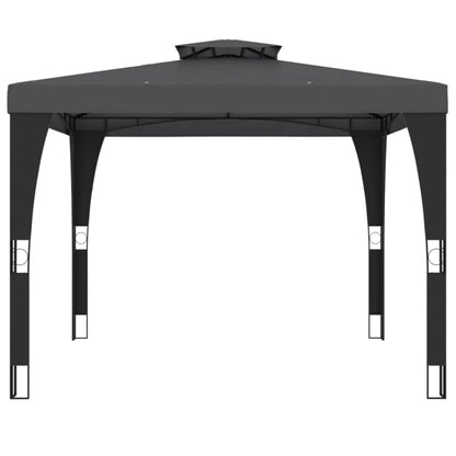 Gazebo with Double Roof Steel Anthracite 2.98 x 2.98 m
