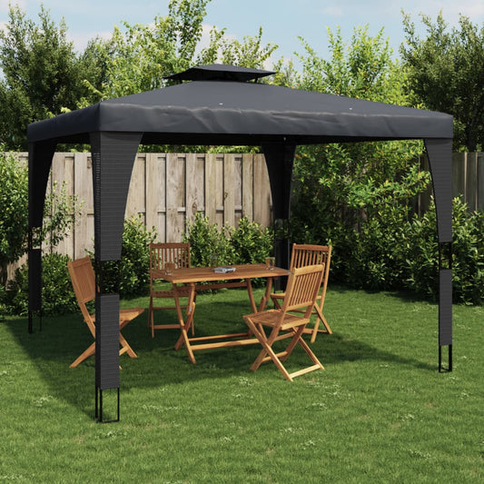 vidaXL Gazebo with Double Roof Anthracite 2.98x2.98 m Steel 1