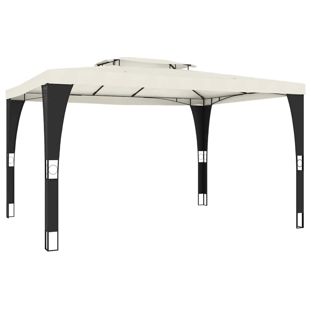 vidaXL Gazebo with Double Roof Cream 3.98x2.98 m Steel 2